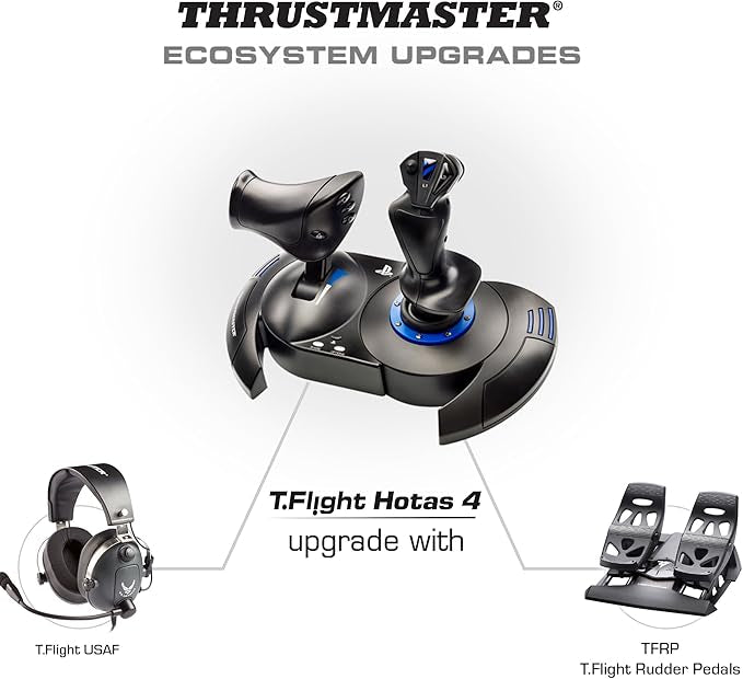عصا طيران Thrustmaster T.Flight Hotas 4 – دقّة عالية مع وحدة تحكّم بالسرعة، متوافقة مع PC وPS4 وPS5